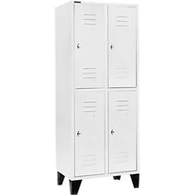 Schäfer Shop Select Kledinglocker met 2 x 2 compartimenten, 400 mm, met poten, draaigrendelslot, deur lichtgrijs