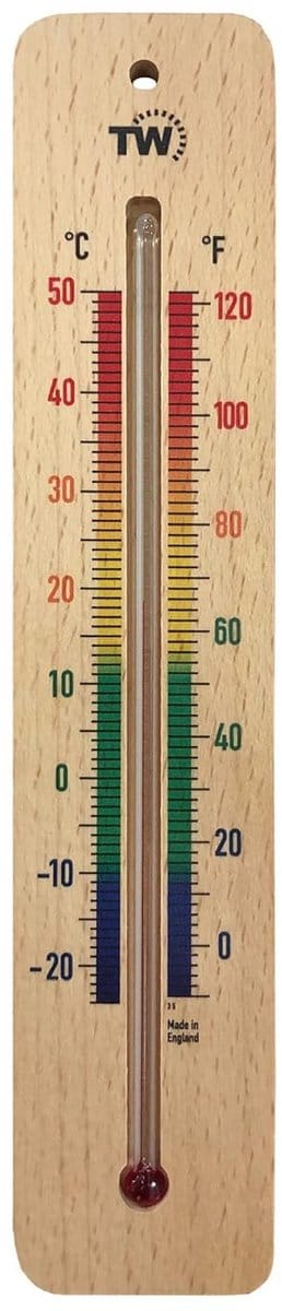 Houten Kamerthermometer 215 mm - Traditionele Binnenthermometer voor Thuis, Kantoor, Kinderkamer, Kas, Schuur of Garage