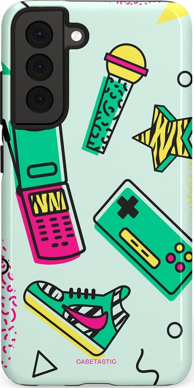 Casetastic Hoesje Geschikt voor Samsung S21 FE - Stijlvolle Beschermende Duo-layer Case - Retro 80s sneaker