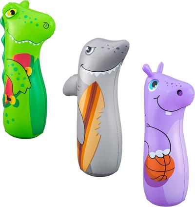 Dierlijke Bop Tassen - Opblaasbaar Speelgoed - Buiten Spelen - Stevig Materiaal - 89 cm - Geel
