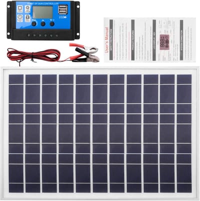 Zonnepaneel Acculader - Draagbare Energie - Off-Grid Stroom - Inclusief Controller - 30W 12V - Zwart