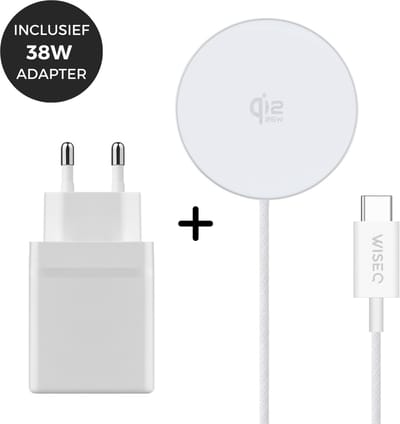 Draadloze Oplader 25W Snellader Geschikt voor MagSafe - Wireless Charger – Geschikt voor iPhone met 38W Adapter - USB C + USB C + USB - Snellader 3 Apparaten Tegelijk