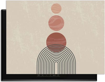 KitchenArt - Zen Circles – Japandi Inductie Beschermer - 78x52 cm - Kookplaat Beschermer - Luxe Afdekplaat Inductieplaat - Anti-slip & Oprolbaar - Beschermmat Inductiekookplaat