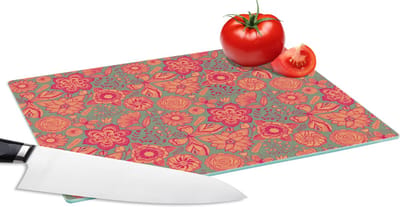 Glazen Snijplank - 28x20 - Vlinders - Patronen - Lente - Bohemian - Snijplanken Glas