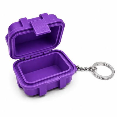 Mini Rugged Box Sleutelhanger Hardcase Opbergdoos 6x5x4 cm - Waterdichte Pocket Organizer - Mini Hardcase Voor Sleutels Geld Pillen SD Kaarten Schroeven En Kleine Accessoires - EDC Travel Case Voor Jas Tas En Auto - Paars