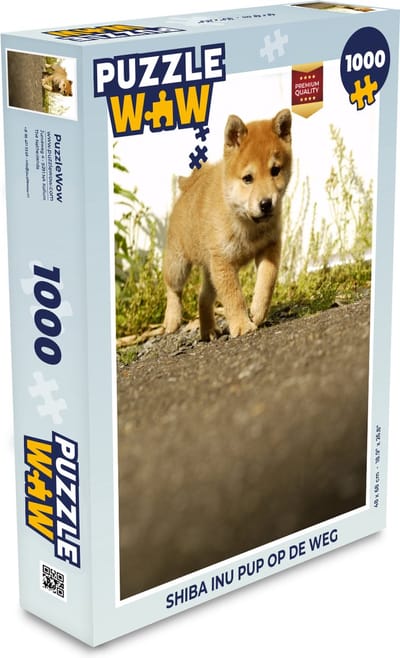 Puzzel Shiba Inu pup op de weg - Legpuzzel - Puzzel 1000 stukjes volwassenen