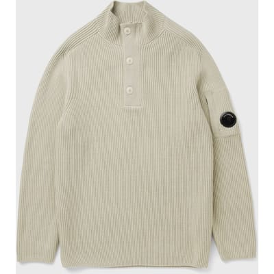 FULL RIB COTTON HALF BUTTON LENS SWEATER