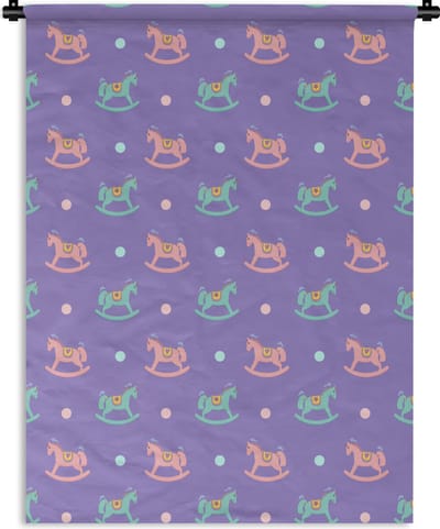 Wandkleed - Wanddoek - Hobbelpaard - Patronen - Geboorte - 150x200 cm - Wandtapijt