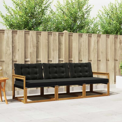 vidaXL - Buiten - bank - set - 3 - st - Natuurlijk - en - zwart