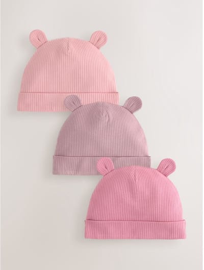 Next - Meisjes - Set van 3 babybeanies - Roze