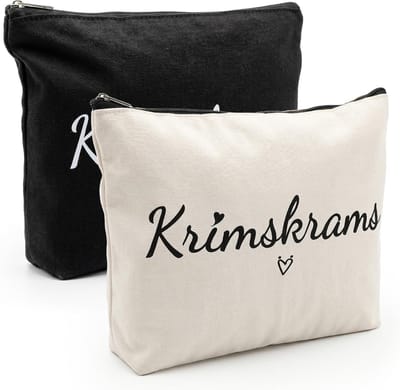 Kleine make-uptas set van 2 stuks in zwart en beige met ritssluiting, compact en lichtgewicht, ideaal voor reizen en dagelijks gebruik, stijlvol en robuust