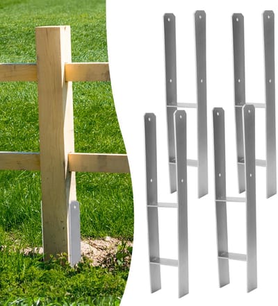 4x H-Paalanker Set - Verstelbare Grondanker voor Vierkante Houten Palen (101x600 mm) - Stevige Paaldrager voor Schuttingen en Kassen