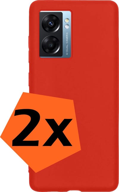 Hoes - 2 Stuks - Geschikt voor OPPO A77 - Sterk & Shockproof - Case Siliconen - Back Cover - Telefoon Hoes - Rood