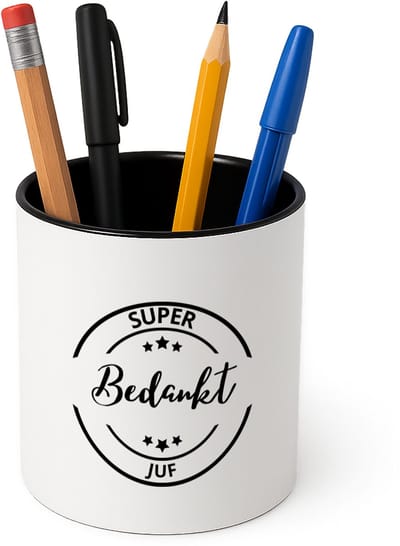 Hacebo® - Super bedankt juf Pennenbakje - Juf - beste juf - pennenhouder - school - verjaardagscadeau - afscheidscadeau - kado - gift - geschenk - Pennenbakje zwart