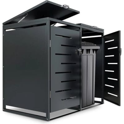 Juskys – Containerberging – 120 l & 2-Delig – Met Gasdrukveren En Ventilatieopeningen – Voor Het Opbergen Van Afvalcontainers – Arel Antraciet Staal