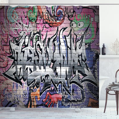 ABAKUHAUS – Stedelijk Douchegordijn – Grijs Roze, 175x180 cm, polyester