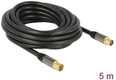 Delock Antenna Cable IEC Plug > IEC Jack RG-6/U 5 m black