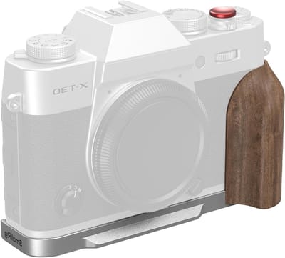 L-vormige houten handgreep montageschijf voor FUJIFILM X-T30, X-T30 II en X-T30 III met snelle ontgrendeling, Arca compatibel en 1/4"-20 schroefdraad