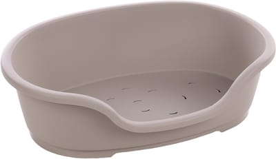 Flamingo Mand Tuck Ovaal Grijs – Maat M – 70×47×22 cm – Comfortabele en Duurzame Kunststof Hondenmand voor Kleine tot Middelgrote Honden