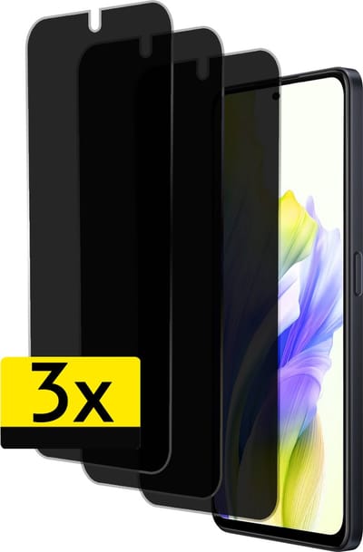 Screenprotector - Geschikt voor OPPO A58 - 3 Stuks - Privacy Filter - Beschermglas - Gehard Glas - Tempered Glass - Screen Protector
