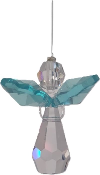 Beschermengel Raamhanger Baby Blue , gemaakt met o.a. Swarovski kristal, raamdecoratie, raamkristal, fengshui, crystal, kersthanger, kerst ornament, kerst, cadeau, geluk engel, beschermengel, engel, engeltje, autohanger, kerstpakket