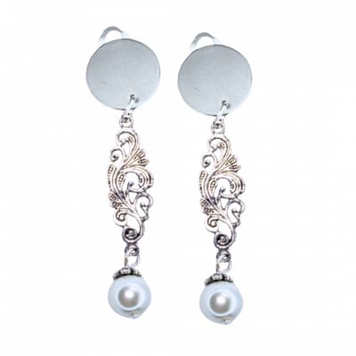 Clip oorbellen -Tib -Synthetische-parel- wit- zilverkleur- geen gaatje- Charme Bijoux