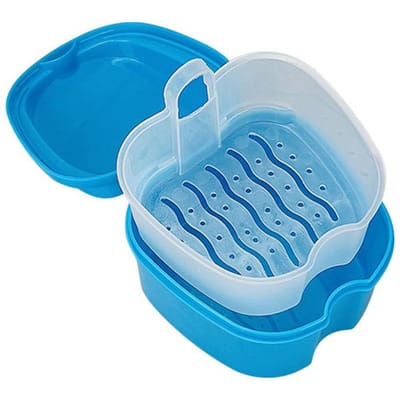Boîte pour prothèses dentaires, boîte de retenue, boîte de rangement, boîte pour modèles de prothèses dentaires, boîte pour appareils orthodontiques, boîte de placement, boîte pour dents de pomme bleu clair