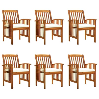 vidaXL - Tuinstoelen - 6 - stuks - met - kussens, - massief - acaciahout