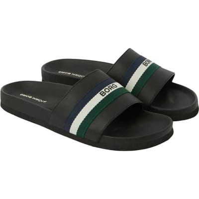 Björn Borg Heritage Badslipper Heren Met Strepen - Zwart - Maat 41