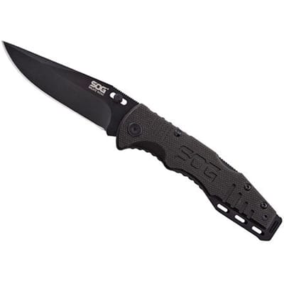 SOG Knives Salute Black PE  Clampack Zakmes - Zwart
