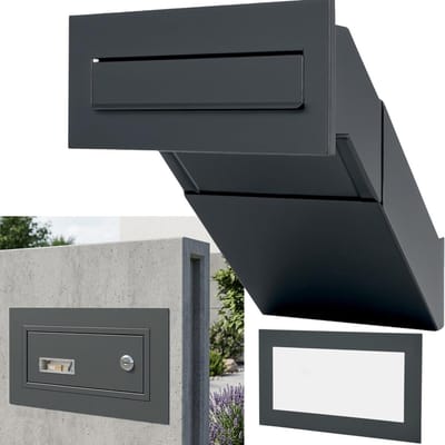 Dailygoods- Wanddoorworp XXL - Inbouwbrievenbus - Weerbestendig - Frame - Plaatstaal - Afmetingen 305 x 135 mm