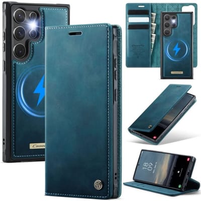 Luxe 2-in-1 Magnetische Afneembare Portemonneehoes + Backcover voor Galaxy S25 Ultra _ Blauw