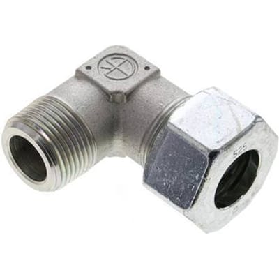 1'' NPT Buitendraad x 25S Verzinkt Stalen Elbow 90deg Snijring 400 Bar DIN 2353 - FL2E-MC-EZ-100N-25-S