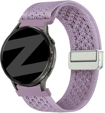 Bandz Nylon 'Vintage' bandje geschikt voor Garmin Vivoactive 4s / Vivomove 3s / Venu 4 - 41mm / Venu 3s / Venu 2s / Forerunner 265s / Forerunner 255s - Lichtpaars