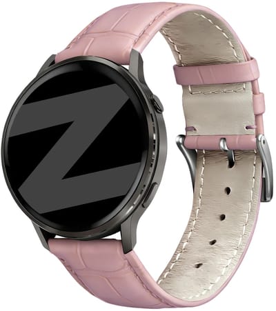 Bandz Leren 'Crocodile' bandje geschikt voor Garmin Vivoactive 6 / 5 / 3 / Vivomove / 3 / HR / Style / Luxe / Sport / Trend / Forerunner 645 / 570 / 245 / 170 / 165 / 70 / 55 / Venu / SQ / SQ2 / 2 Plus / Approach S12 / S40 / S42 / S44 / S50 - Roze