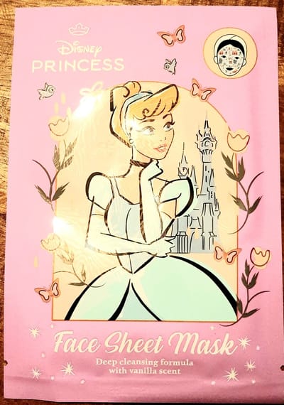 Disney Princess - face sheet mask - tissue masker - gezichtsmasker - Cinderella Assepoester - diepreinigend met vanille vanilla - vegan