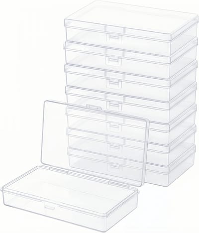 Set van 8 Transparante Plastic Opbergdozen (13,5 x 8 x 3 cm) – Rechthoekige Dozen voor Diamant Schilderen, Stickers en Sieraden met Deksel