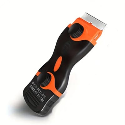 DW4Trading Glasschraper met Metalen Mesje en Kunstofblade Kookplaat Krabber - Zwart Oranje