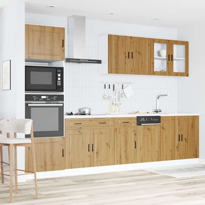 vidaXL - 7-delige - Keukenkastenset - Kalmar - bewerkt - hout - artisanaal - eiken