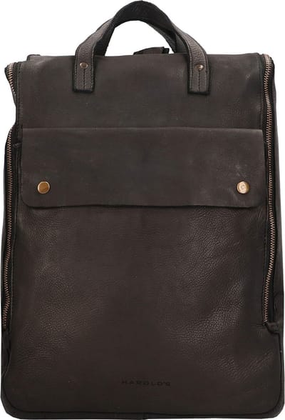 HAROLD'S Leren Laptop rugzak Rugzak met laptopvak Submarine Notebook Backpack Black Zwart
