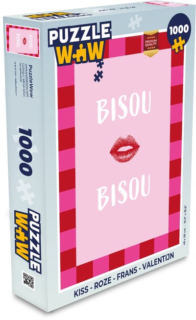 Puzzel Kiss - Roze - Frans - Valentijn - Legpuzzel - Puzzel 1000 stukjes volwassenen