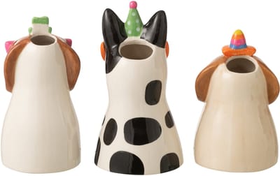 J-Line vaas Hond Bril - keramiek - mix - small - doos van 3