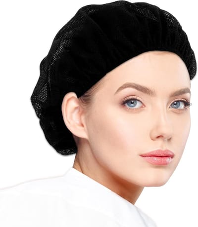 Zwarte Elastische Koks Mutsen voor Vrouwen - Herbruikbare Haarnetten voor Horeca, Ademend en Verstelbaar Keukenaccessoire voor Koks en Horecapersoneel