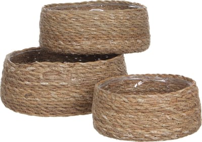 Mica Decorations Atlantic Mand voor Planten - Set van 3 - H10 x Ø26 cm - Lichtbruin