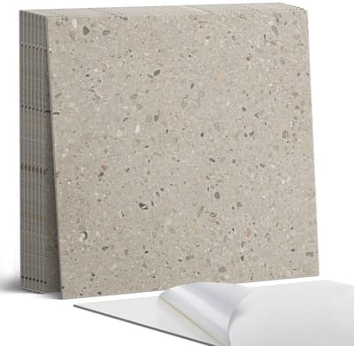 Coloray Plaktegels - Steentextuur met deeltjes Portugese Tegels - 30 cm x 30 cm - Grijs Plaktegels - 9 stuks - Vierkant PVC Tegels - Plaktegels Keuken - Zelfklevende Vloertegels - Vinyl Tegels - Zelfklevende Tegels