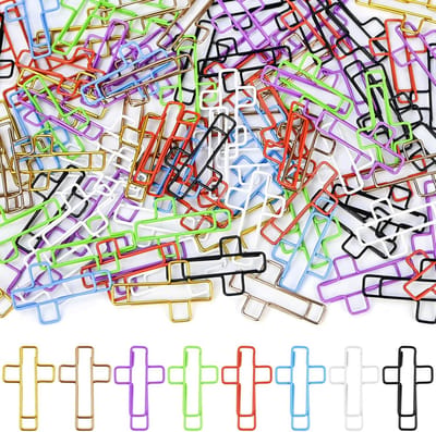 Paperclips kruisvorm groot 100 stuks – kleurrijke macaron tinten – metaal papierklemmen voor kantoor en school