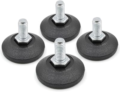 Dailygoody - Verstelschroef - Stelschroef M10 x 20 mm - Voor zware meubels - Zwart - Verstelbaar - Tot 550 kg - 4 stuks