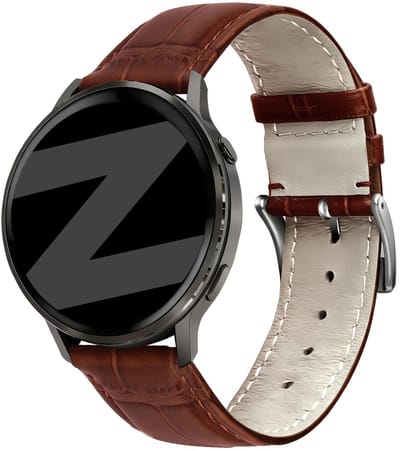 Bandz Leren 'Crocodile' bandje geschikt voor Garmin Vivoactive 4 / Garmin Venu 4 - 45mm / Garmin Venu 3 / Garmin Venu 2 / Garmin Forerunner 570 - 47mm / Garmin Forerunner 265 / Garmin Forerunner 255 - Bruin