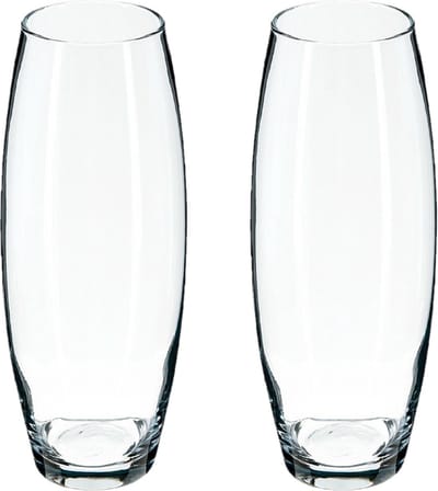 Atmosphera bloemenvaas Rochelle - 2x - Ovaal model - transparant - glas - 26 x 11 cm