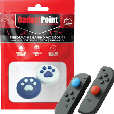 Gadgetpoint - Thumb Grips voor Nintendo Switch Joy-Con Controllers - Gaming Thumbgrips - Performance Anti-Slip Thumbsticks - Bescherming Accessoires - Pootjes - Blauw/Lichtblauw